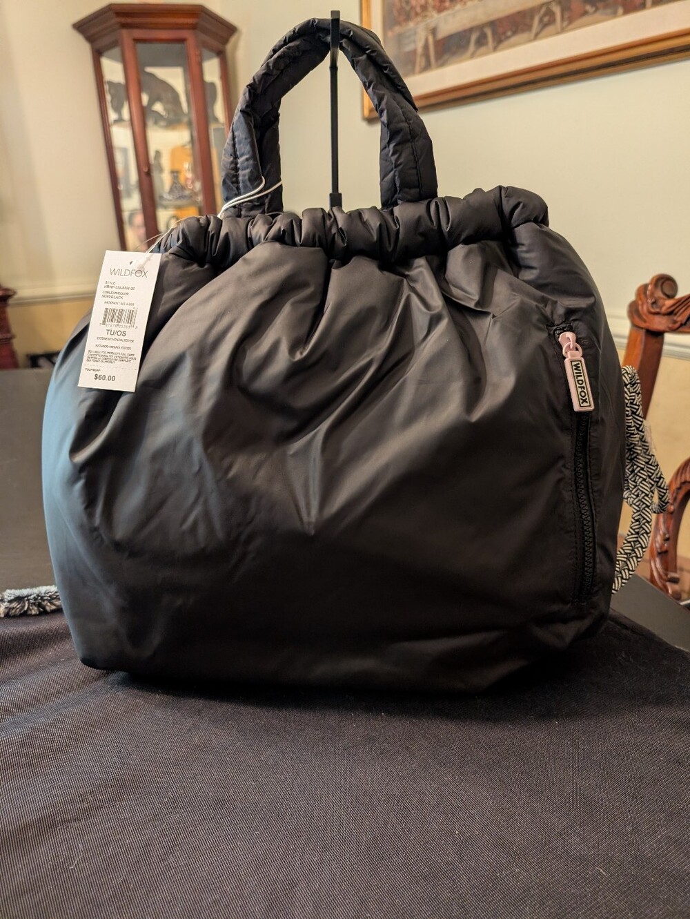 Wildfox Black Quilted-Handle Puffer Tote